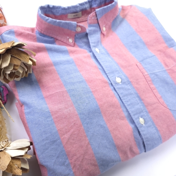 J. Crew Pink & Blue Long Sleeve Button Down Men's Shirt Sz M